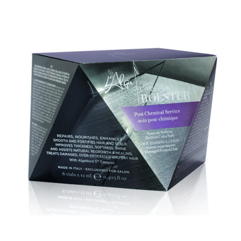 Post chemical service. Repairs, nourishes, and enhances smooth hair while fortifying hair and scalp. Improves thickness, softness, and shine; assists natural regrowth & healing. Treats damaged, over-processed, and dry hair.